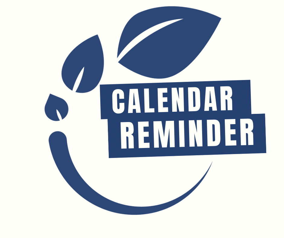 Blue HCPS logo with "Calendar Reminder" in block letters in the center.