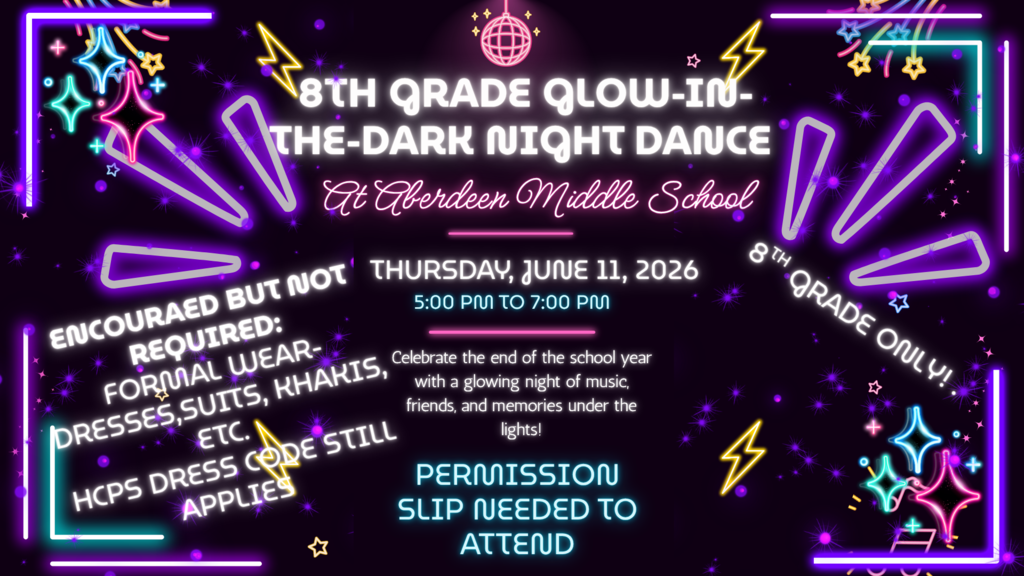8th grade social flyer in black with neon colors