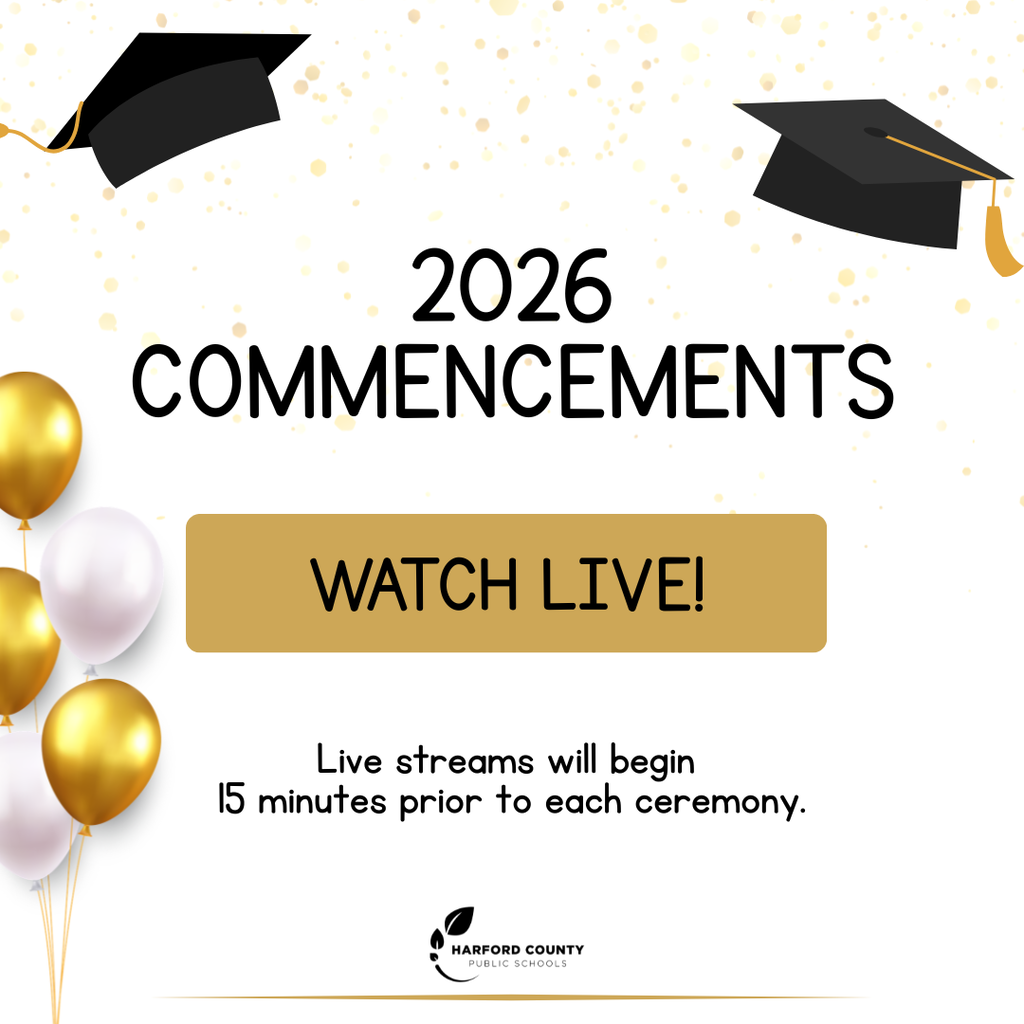 Graphic with caps and balloons that says "2026 Commencements. Watch Live! Live Streams will begin 15 minutes prior to each ceremony"