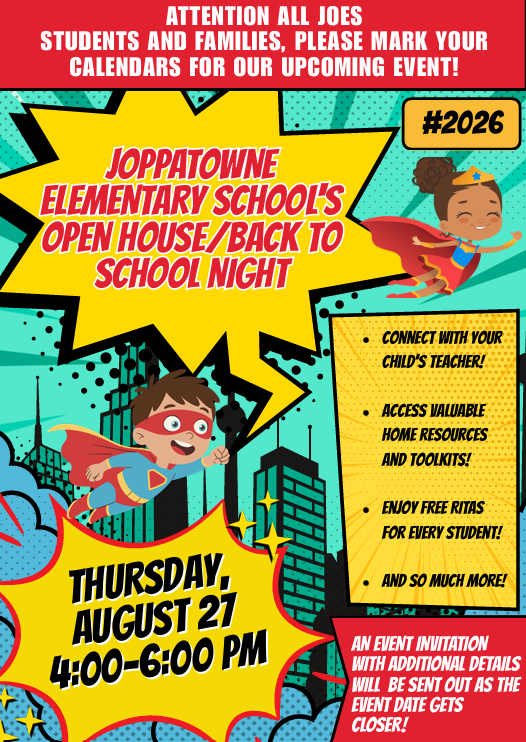 Flyer for Back to School Night/Open House.
