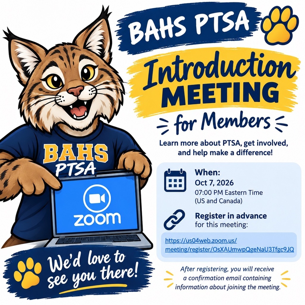 Oct 7 BAHS PTSA Meeting