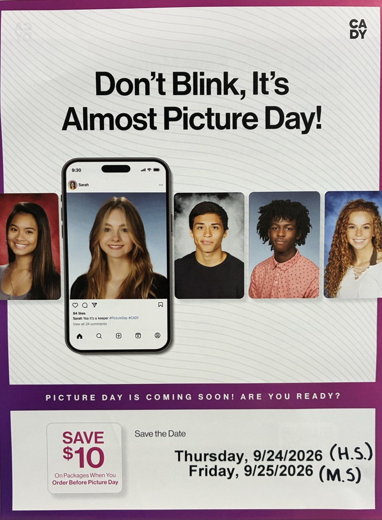 Picture Day is September 24th and 25th