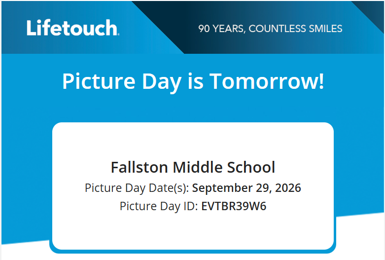 Reminder tomorrow is picture day - order in advance 