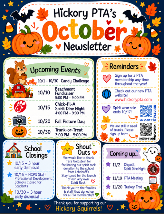 PTA October Calendar