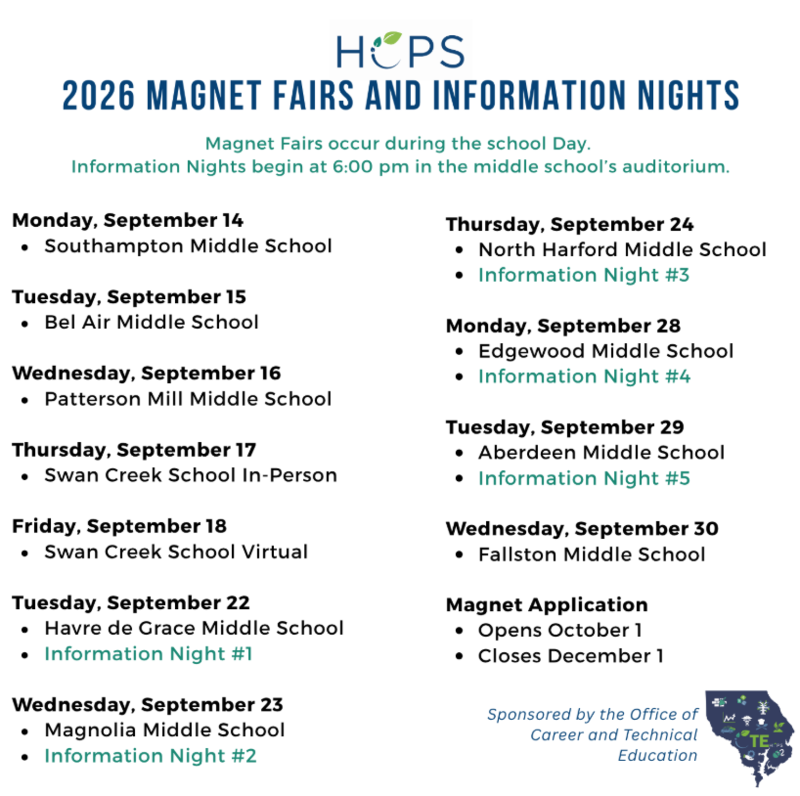 2026 Magnet Fairs and Information Night Schedule Image