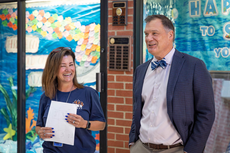 Dr. Gerringer and Dr. Bulson laughing at a conversation