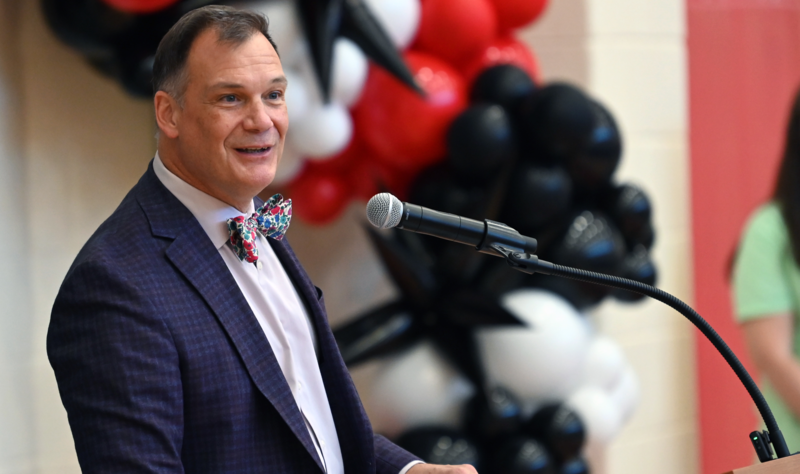 Dr. Sean Bulson speaking at the re-dedication ceremony