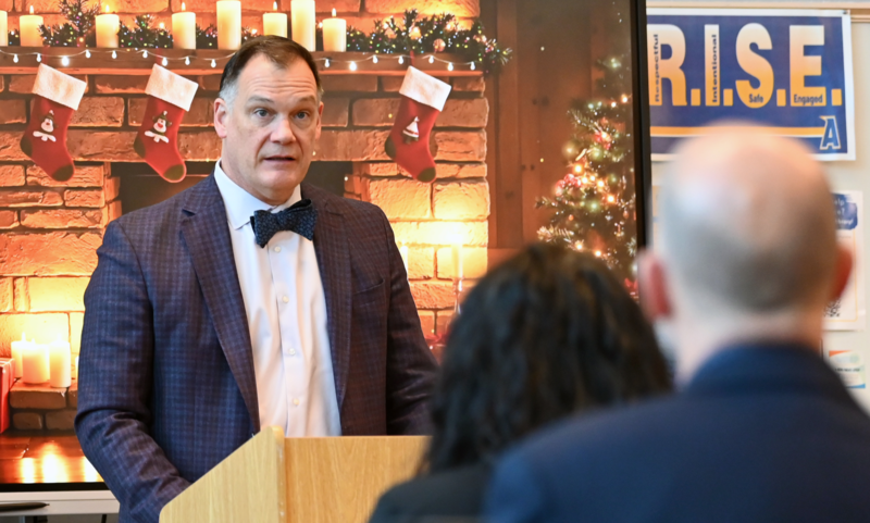 Superintendent of Schools, Dr. Sean Bulson, addresses the Pages