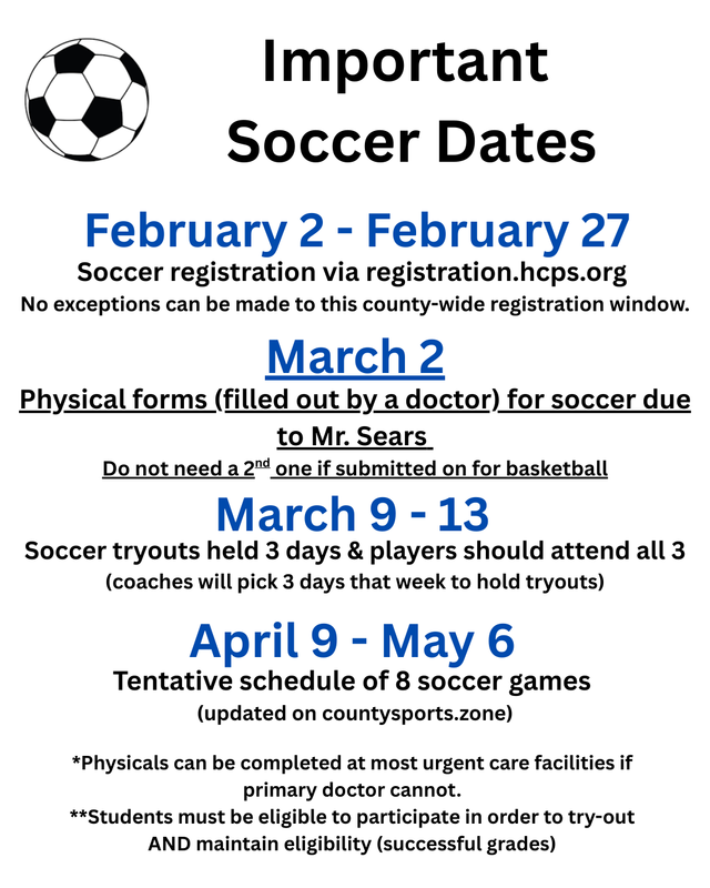 BAMS Important Soccer Dates Image