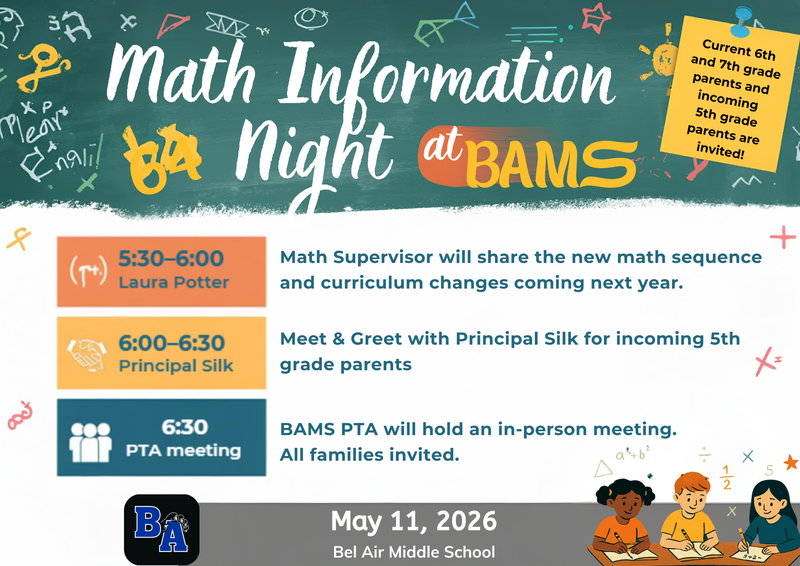 Math Information Night at BAMS Flyer