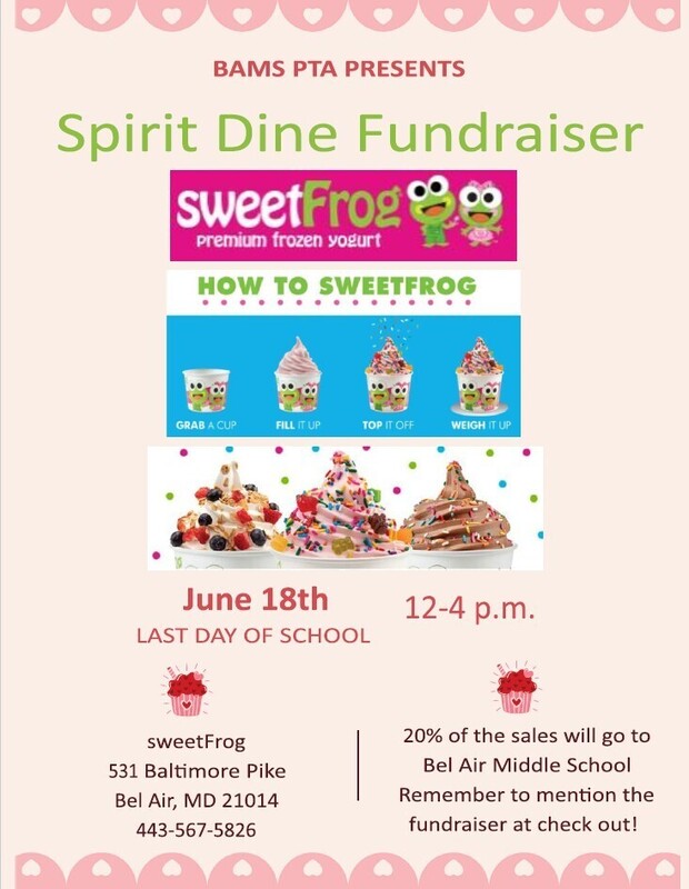 BAMS PTA Spirit Dine Fundraiser at SweetFrog Flyer Image