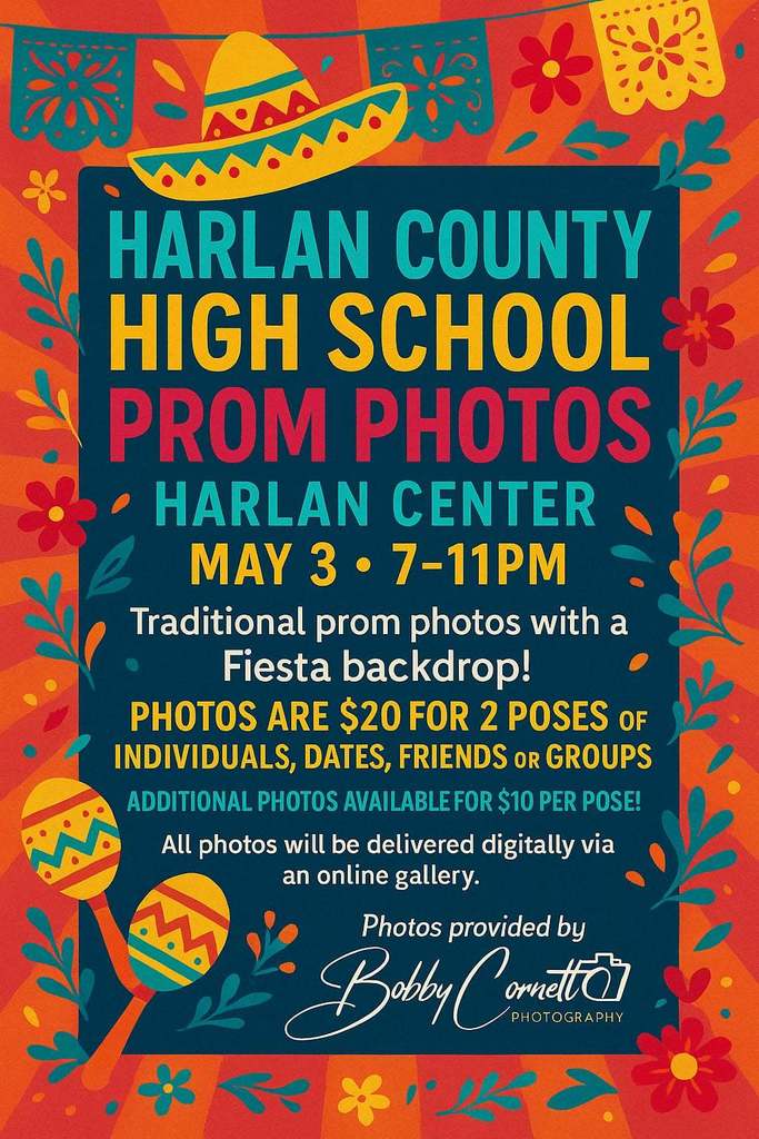 Information for Harlan County High School prom photos. 