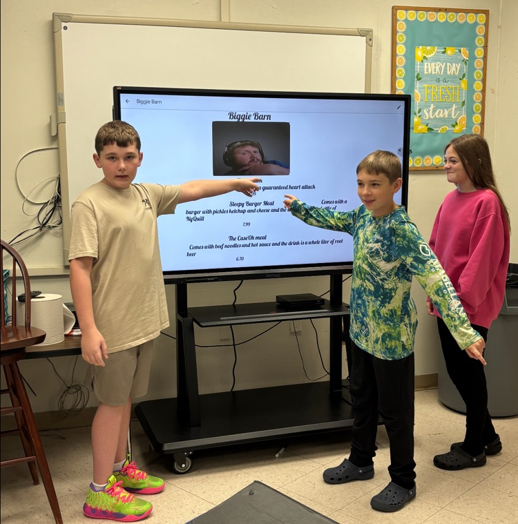 GHES 6th graders enjoyed collaborating in small groups to create restaurant names and menus! They used vivid adjectives to describe appetizing dishes while practicing descriptive writing.
