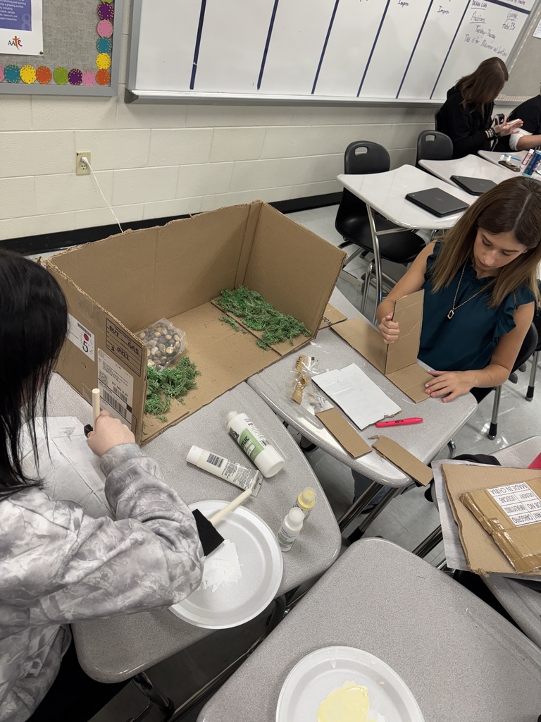Students in Ms. Freyer's advanced stagecraft class prepare scale models based on famous scenes from plays. Students must use ratios to figure out how small or large they should make their stage and set pieces while also considering design elements and color theory. 