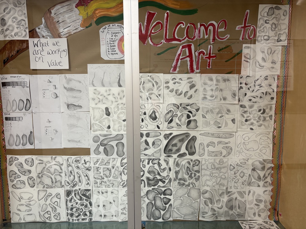 Pictures of the windows and students working art class lately