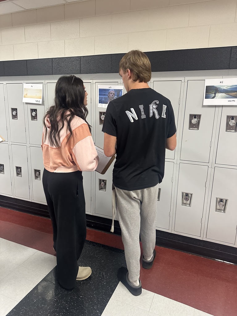 Mrs. Mitchell's Film Studies class participated in a Gallery Walk and analyzed various film stills using the components of mise-en-scéne: setting, costume, props, lighting, color, shot type, and camera angle. 