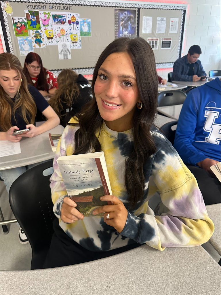 Ms. Collett's English IV classes have spent the past several weeks reading the memoir "Hillbilly Elegy" written by our current Vice President J.D. Vance. Students have been analyzing the perspective of Vance's Appalachian roots and upbringing and comparing their own personal stories as being kids from Appalachia. Students have also been learning the purpose/meaning of a memoir and how to decipher themes presented as well as author's POV. 