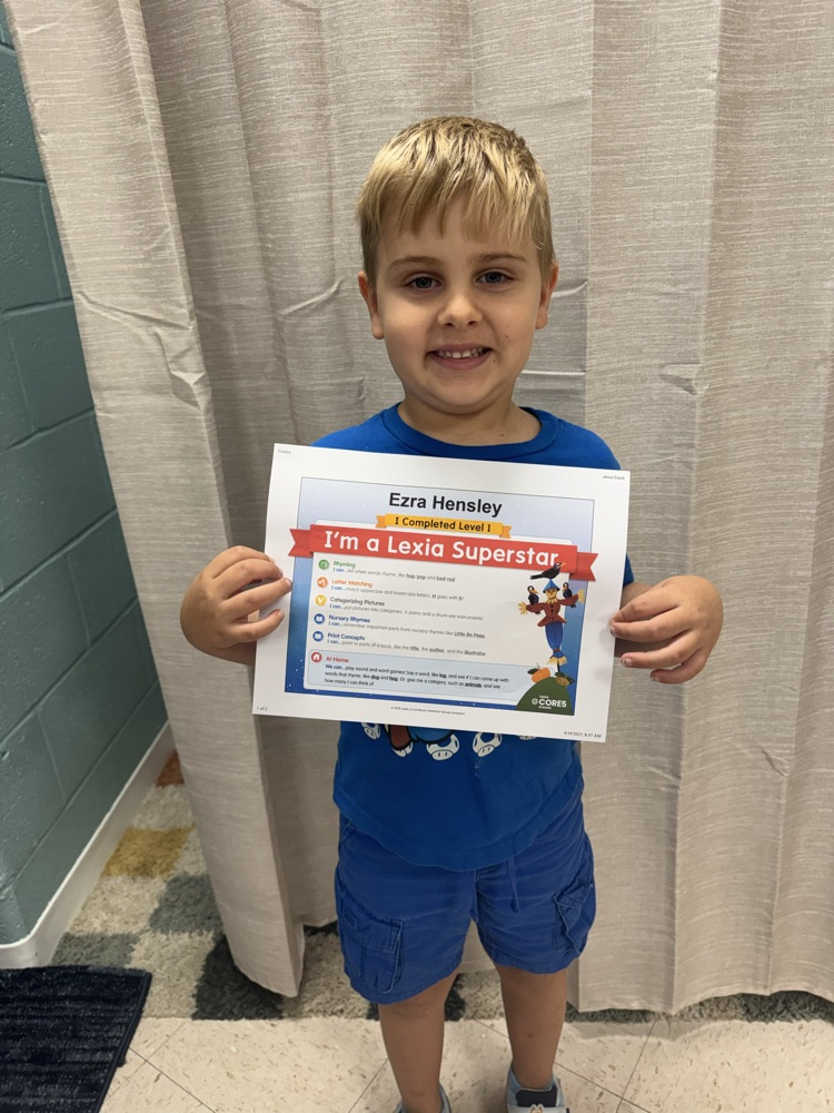 GHES kindergarteners, Kaylin Kilbourne, Eden Bray, and Ezra Hensley, completed level 1 of their Lexia program. We are so proud of their hard work. Way to go, superstars! 🤩