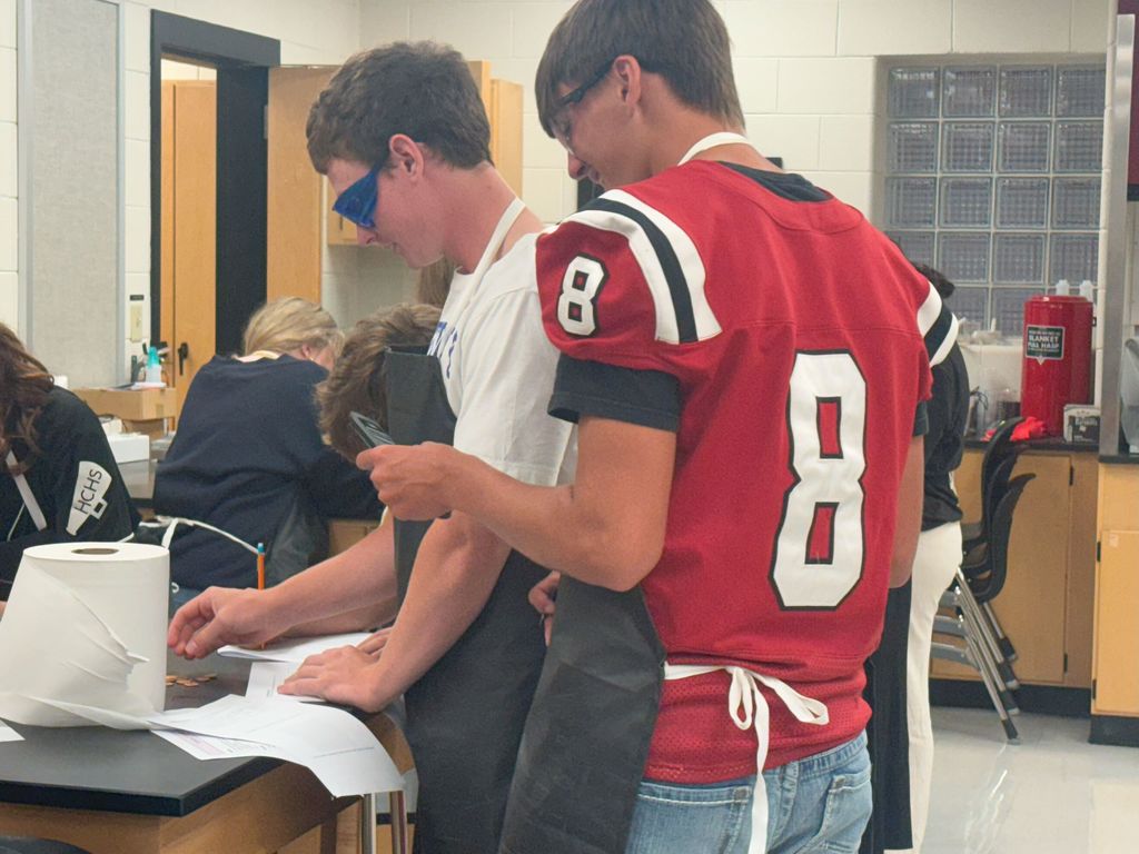 : Students in Ms. Shoemaker’s Dual Credit Biology class are investigating the properties of water using 5 different stations to explore different ways adhesion, cohesion, and capillary action are responsible for sustaining life on earth. 