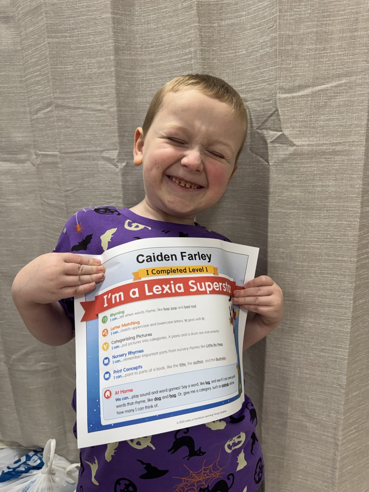 GHES kindergarteners Kaylin Kilbourne, Trinity Whitaker, Arthur Johnson, Caiden Farley, Teigan Simpson, and Jeremiah Collett completed a level of their Lexia program. We are so proud of their hard work. Way to go, superstars! 🤩