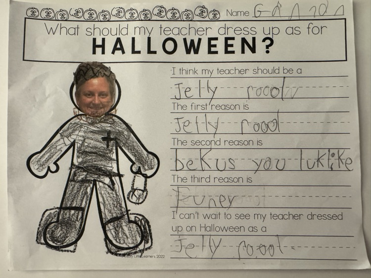 GHES 1st grade students dressed Mrs. Caldwell for Halloween. 🎃   Part 1