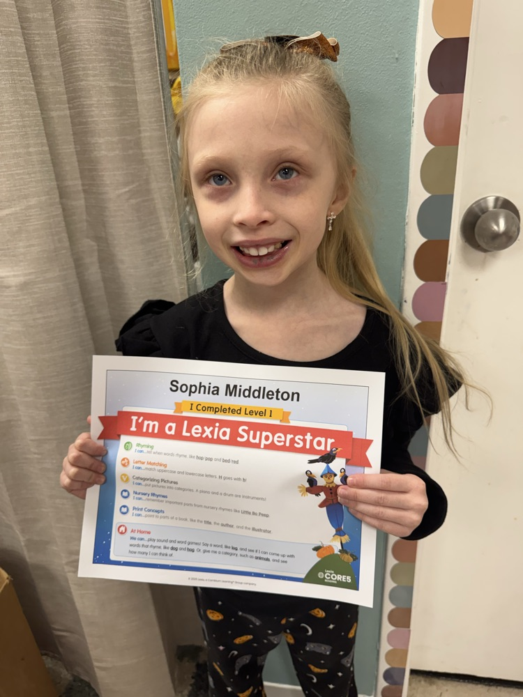 GHES kindergarteners Braylee Caldwell and Sophia Middleton completed a level of their Lexia program. We are so proud of their hard work. Way to go, superstars! 🤩
