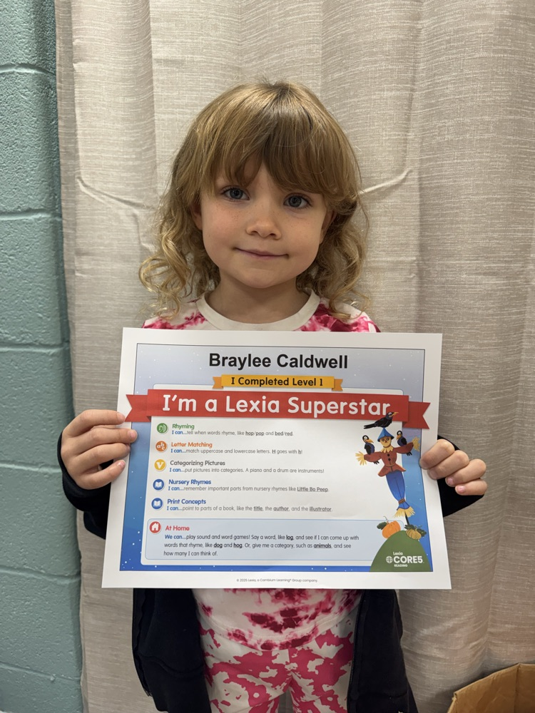 GHES kindergarteners Braylee Caldwell and Sophia Middleton completed a level of their Lexia program. We are so proud of their hard work. Way to go, superstars! 🤩