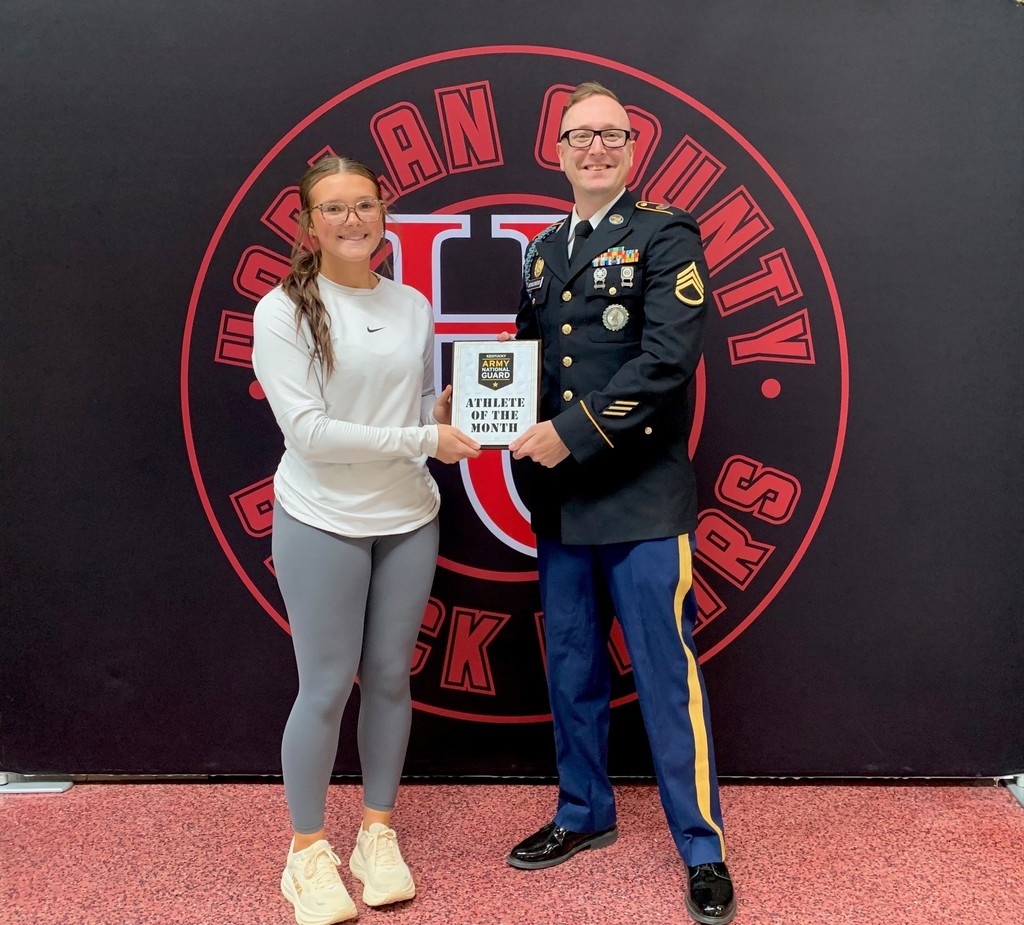 Congratulations  Alexis Adams &  Jayce Brown  for being awarded as the Army National Guard Athelete of the Month. Alexis was awarded for April, and Jayce for the month of  May.  Presenting the award is SSG Alexander Schultheiss representing the Army National Guard. 