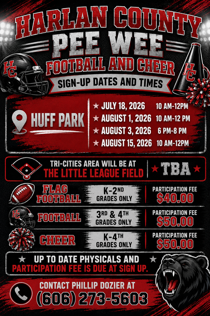Pee Wee football and cheer signups begin July 18. 