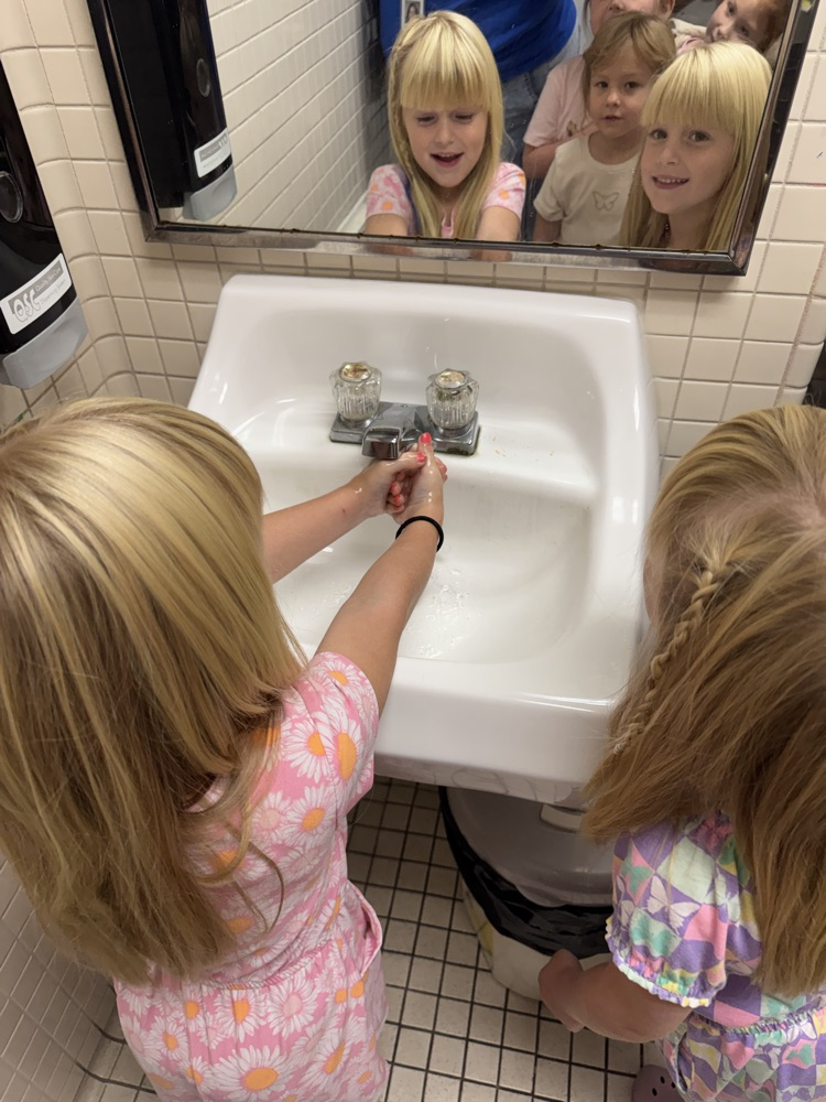 Kindergarten students learned the correct way to wash their hands during the 4-H program.