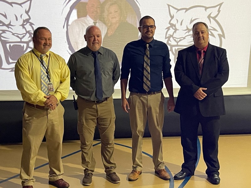 Assistant Superintendent Bristol Belcher,  Principal Hobie Boggs, Assistant Principal John Middleton, and Superintendent Brett Johnson.