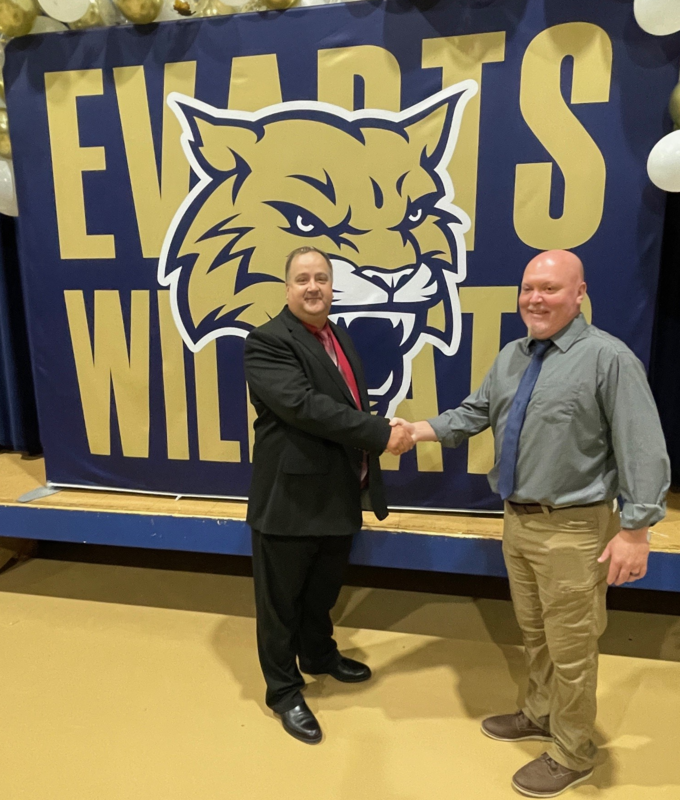 Superintendent Johnson with the new Principal Hobie Boggs.