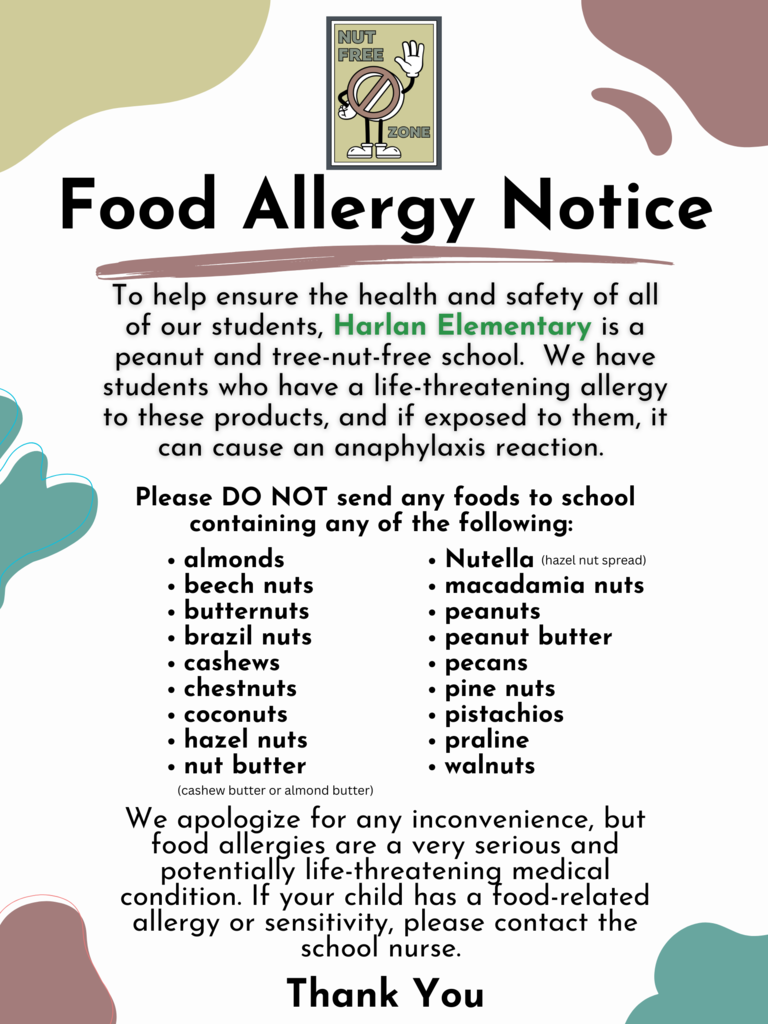 Nut Free zone post HES