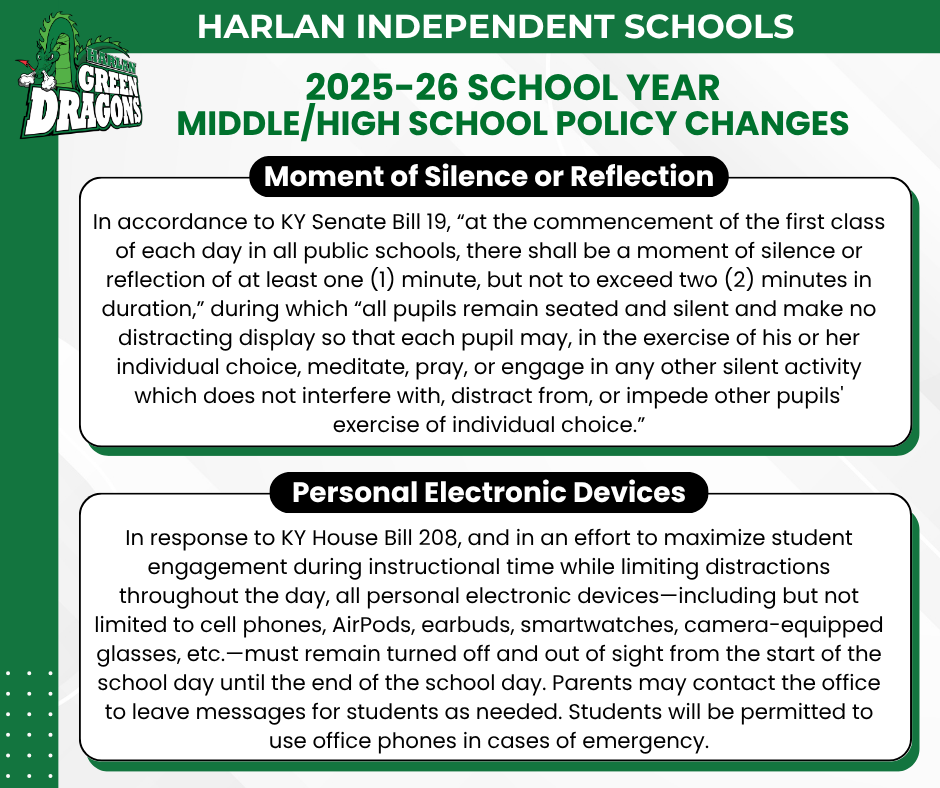 Middle/High School Policy Changes