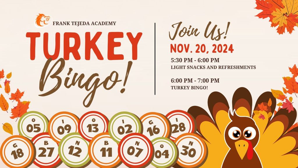 Please join us next Wednesday November 20th at 5:30pm for our Annual Turkey Bingo!