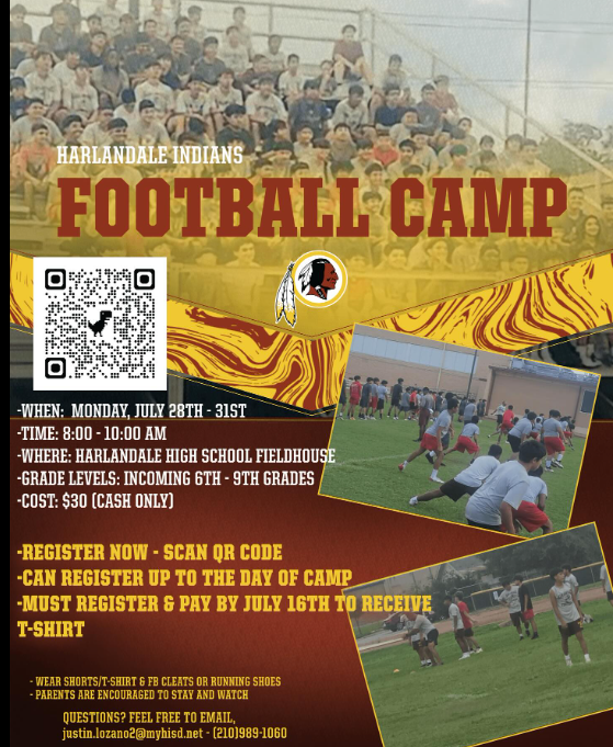 Football Camp at HHS Fieldhouse on July 28th to 31st