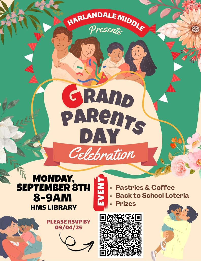 Grandparents Day at HMS on Sept. 8th - English Flyer