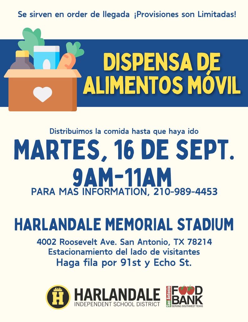 Harandale ISD Sept Food Pantry Spanish