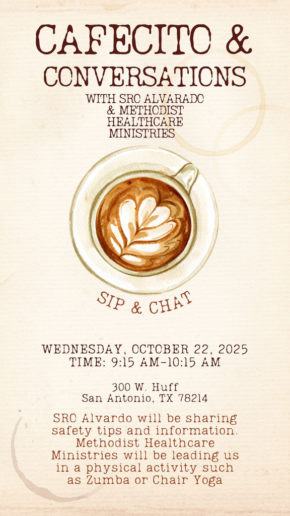 Cafecito and conversations - October 22nd Information Flyer