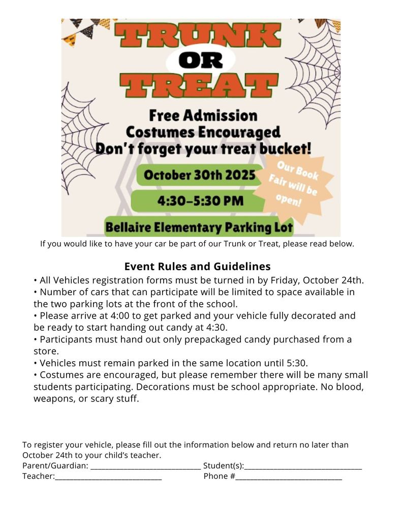 Trunk or Treat Participation Flyer