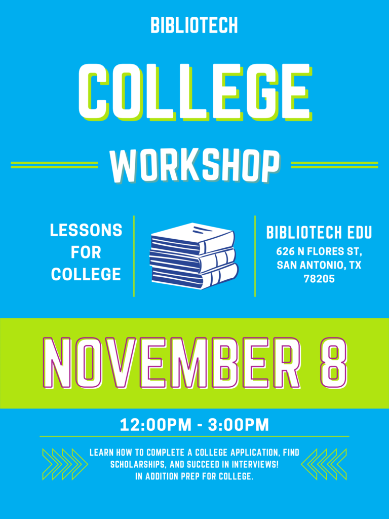 Bibliotech SAC College Workshop Flyer