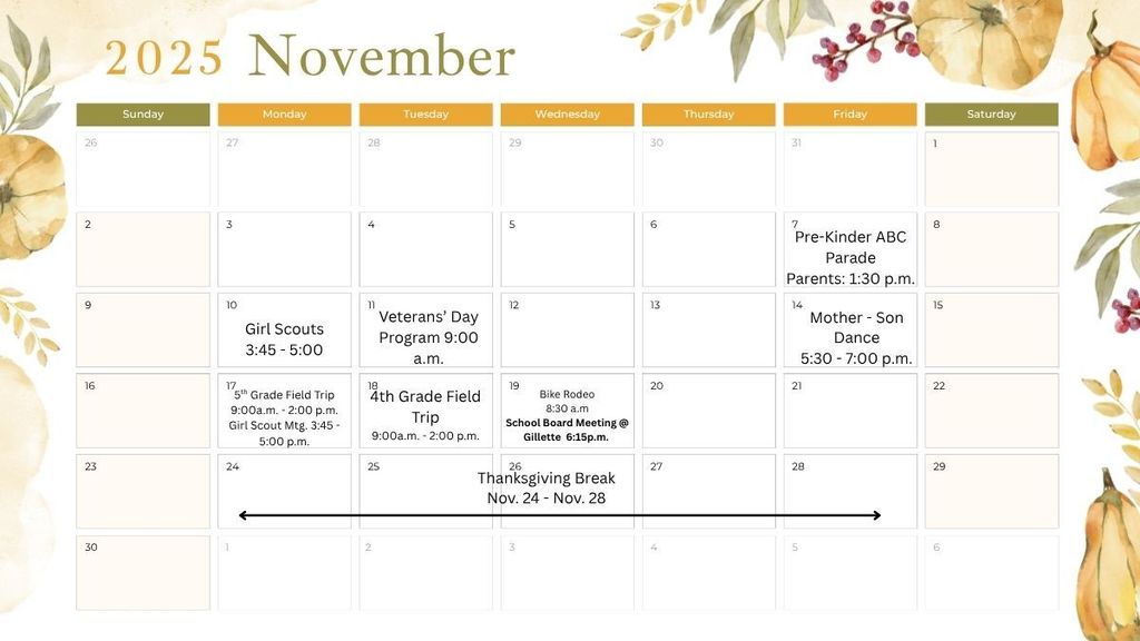 Gillette Calendar of Events