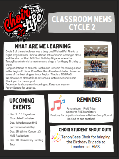HMS Choir Newsletter