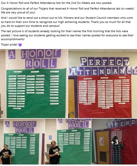 2nd six weeks Perfect Attendance and Honor Roll 