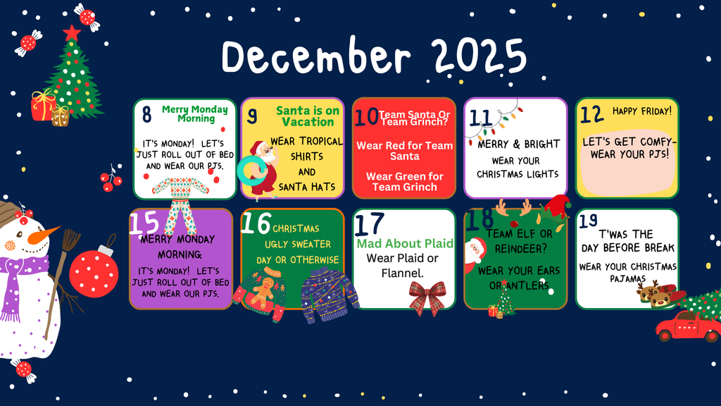 HMS Spirit Week December 8 - 19, 2025