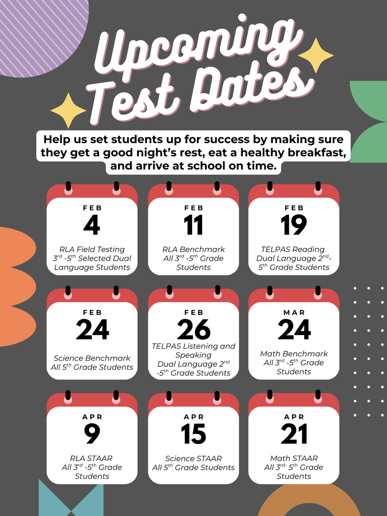 Upcoming Test Dates Poster