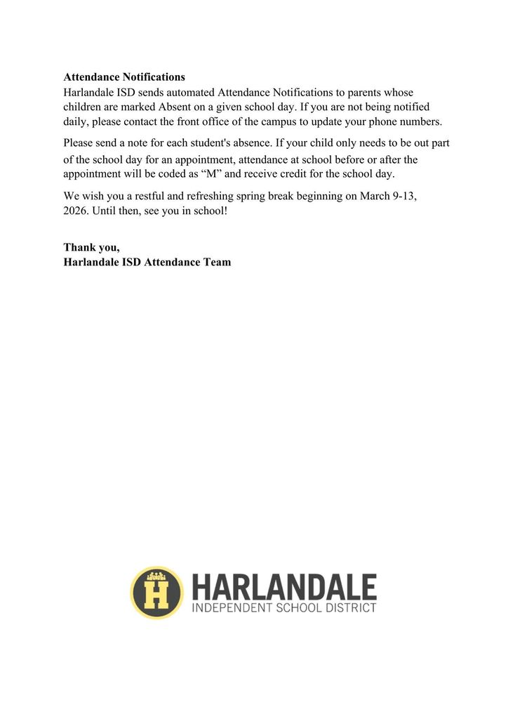 Attendance Letter to Parents