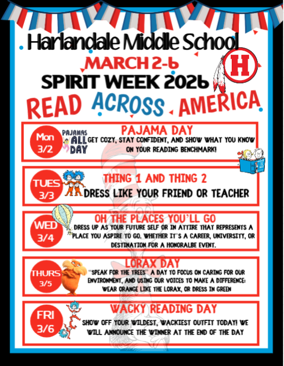 HMS Read Across America Spirit Week March 2nd - 6th 