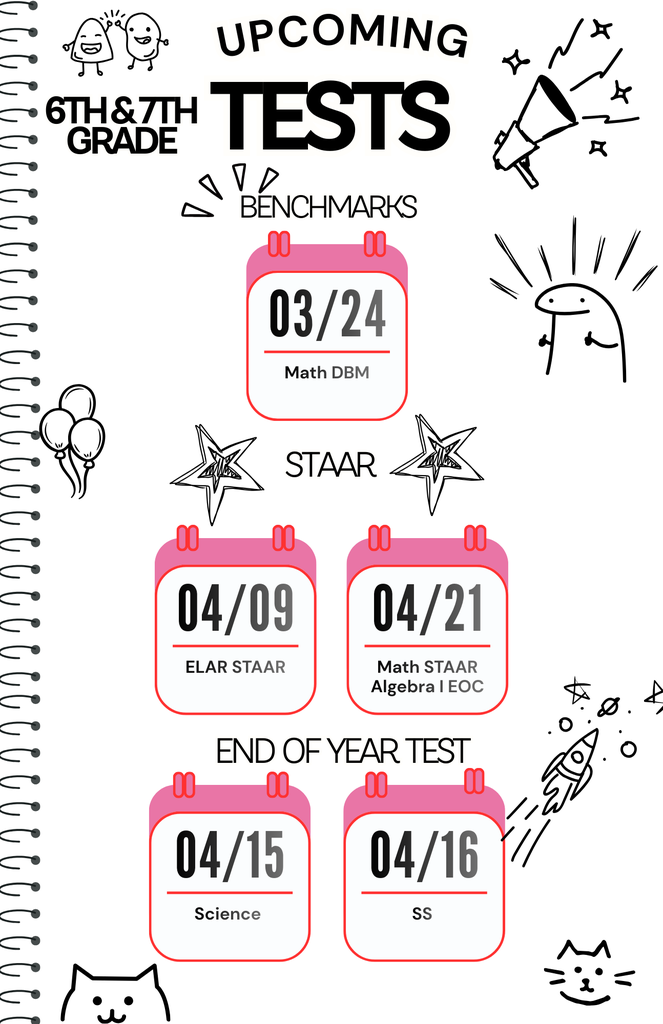 6th and 7th grade testing schedule