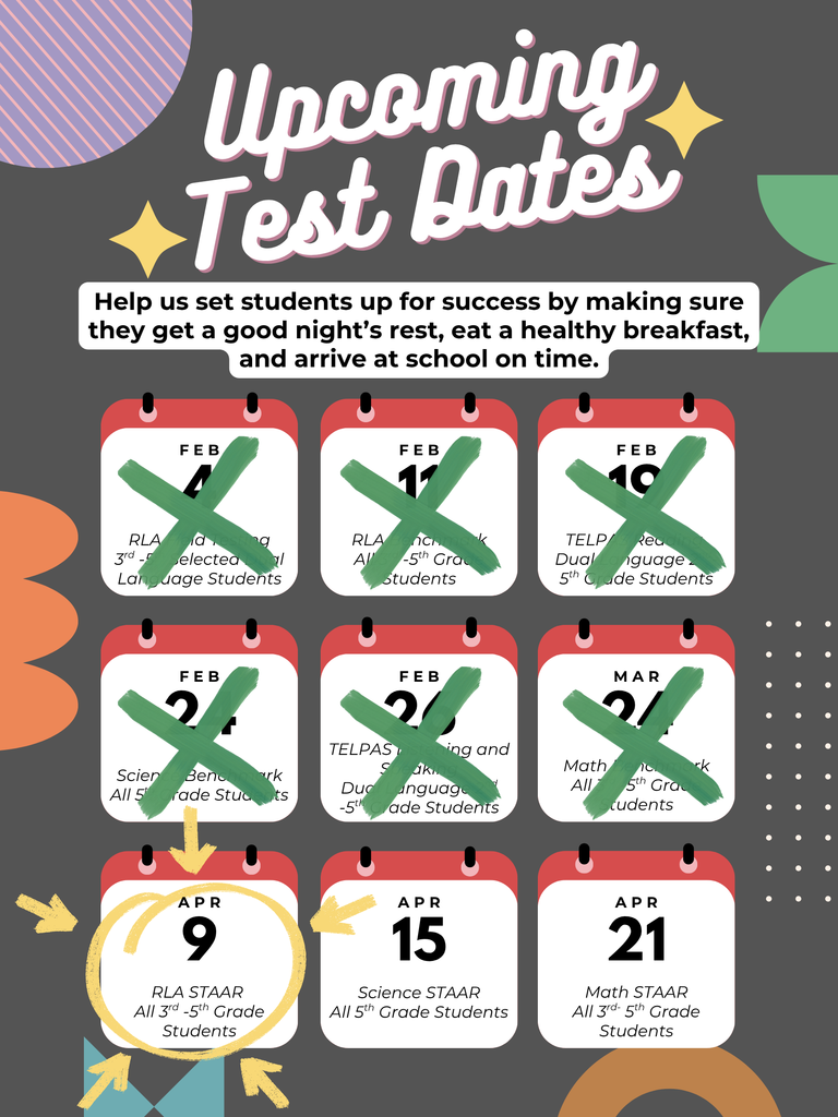Upcoming Test Dates Poster